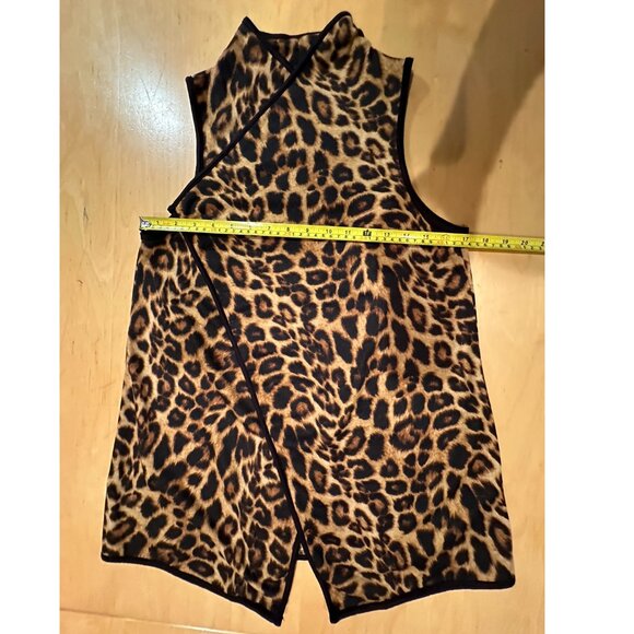 Sweet Lovely by Jen Leopard Print Open Front Waterfall Vest Women's Small - Picture 8 of 8